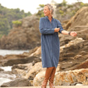 Robe Yuna - velours milleraies bleu officier - Quintessence