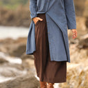 Robe Yuna - velours milleraies bleu officier - Quintessence