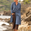 Robe Yuna - velours milleraies bleu officier - Quintessence