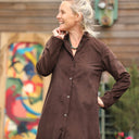 Robe Yuna - Velours milleraies chocolat - Quintessence