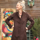 Robe Yuna - Velours milleraies chocolat - Quintessence