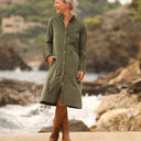 Robe Yuna - velours milleraies kaki - Quintessence