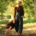 Salopette Isaure - Flanelle tartan ivoire, noir et camel - Quintessence