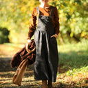 Salopette Isaure - Flanelle tartan ivoire, noir et camel - Quintessence