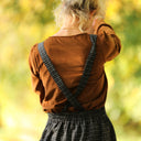 Salopette Isaure - Flanelle tartan ivoire, noir et camel - Quintessence