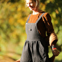 Salopette Isaure - Flanelle tartan ivoire, noir et camel - Quintessence