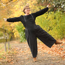 Salopette Isaure - Flanelle tartan ivoire, noir et camel - Quintessence