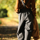 Salopette Isaure - Flanelle tartan ivoire, noir et camel - Quintessence