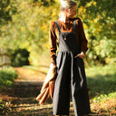 Salopette Isaure - Flanelle tartan ivoire, noir et camel - Quintessence