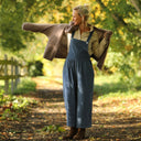 Salopette Isaure - velours côtelé bleu officier - Quintessence