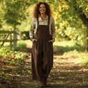 Salopette Isaure - velours milleraies moka - Quintessence