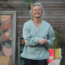 Sweat Gustave - molleton vert d'eau pailleté - Quintessence