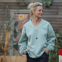 Sweat Gustave - molleton vert d'eau pailleté - Quintessence