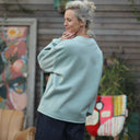 Sweat Gustave - molleton vert d'eau pailleté - Quintessence