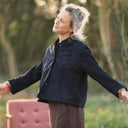 Veste Aïda - Cuir suédé bleu marine - Quintessence