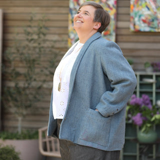 Veste Faustine - toile texturée bleu mer du nord