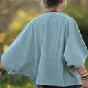 Veste kimono Yoko velours côtelé vert d'eau | Quintessence