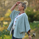 Veste kimono Yoko velours côtelé vert d'eau | Fabriqué en France | Quintessence
