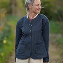 Veste Nathalie bleu marine pailleté porté | atelier à Roubaix
