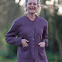 Veste Nathalie prune pailleté porté | atelier à Roubaix
