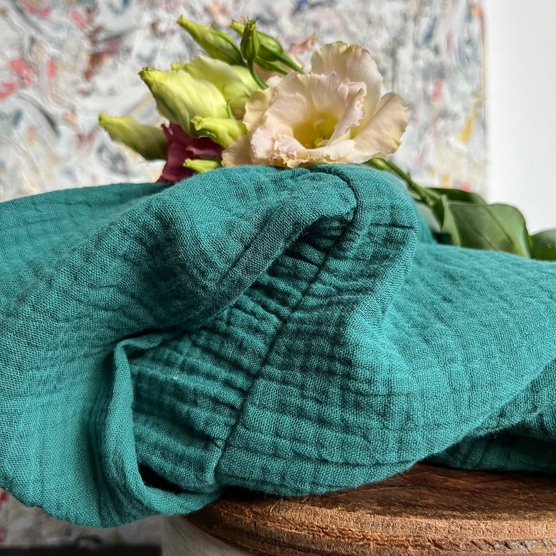 Robe Soline - double gaze de coton vert printemps