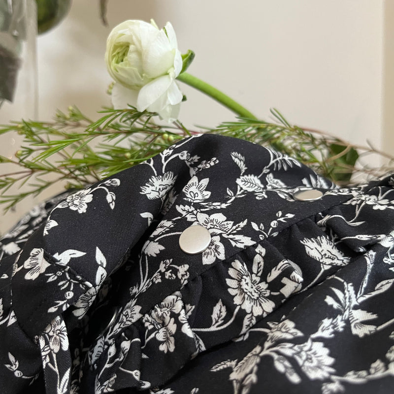 Robe Rose - viscose fleuri noir