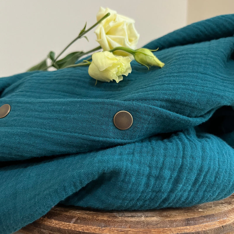 Robe Soline - double gaze de coton  bleu canard