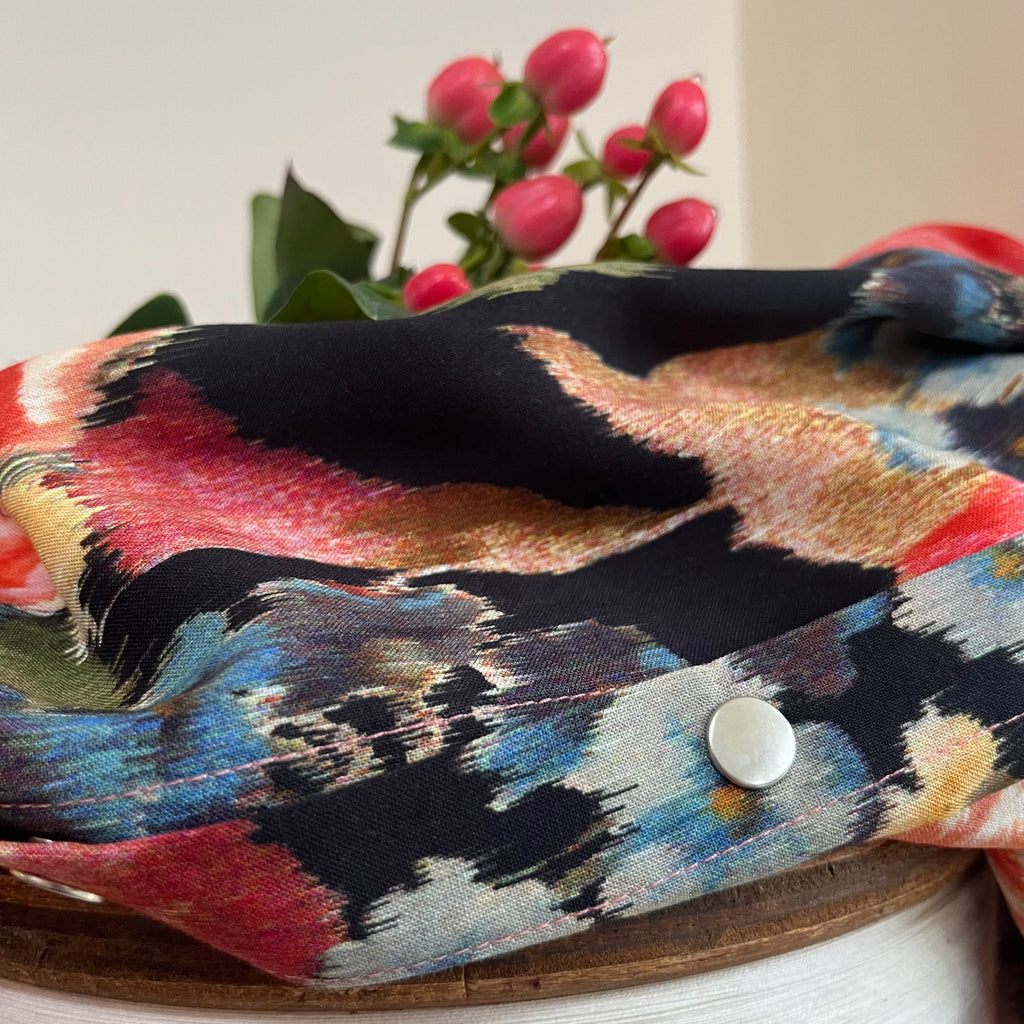 Robe Soline - sergé de coton/viscose fleurs de minuit