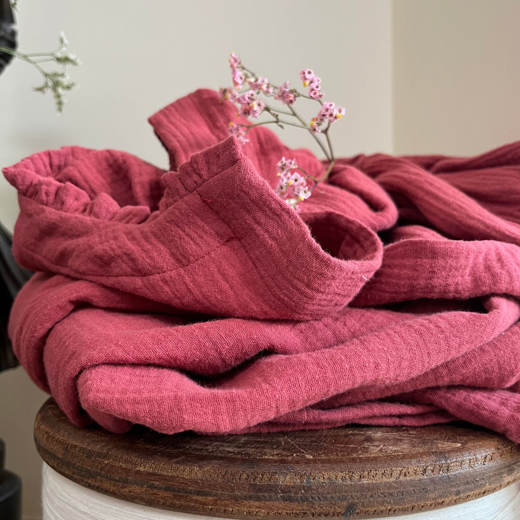 Robe Aline - double gaze de coton terracotta rosé