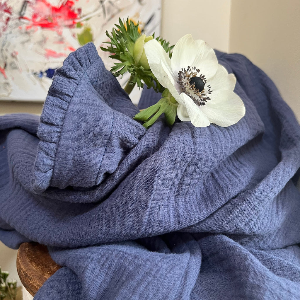 Robe Aline - double gaze de coton bleu indigo