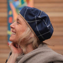 Beret Côme - lainage quadrillé marine - Quintessence