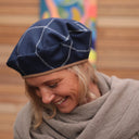 Beret Côme - lainage quadrillé marine - Quintessence