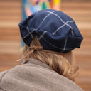 Beret Côme - lainage quadrillé marine - Quintessence