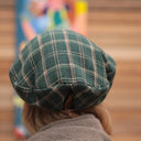 Beret Côme - tartan de coton vert - Quintessence