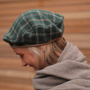 Beret Côme - tartan de coton vert - Quintessence