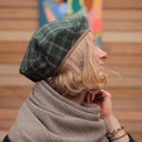 Beret Côme - tartan de coton vert - Quintessence