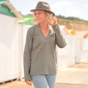 Blouse Abigaëlle - coton broderie kaki - Quintessence