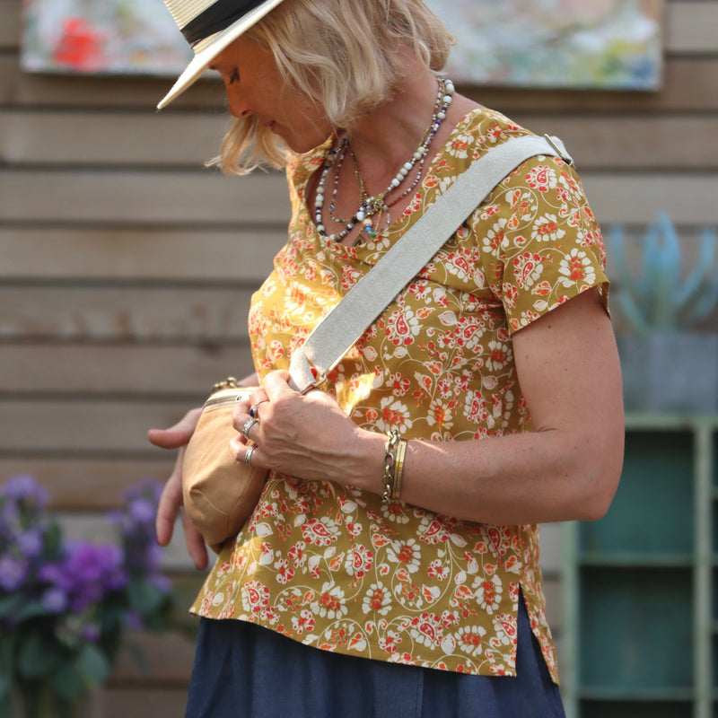 Blouse Cassie manches courtes et col rond - voile de coton fleurs de Varsovie - Quintessence