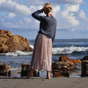 Blouse Cléo - maille bleu argentée - Quintessence