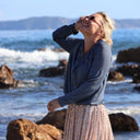 Blouse Cléo - maille bleu argentée - Quintessence