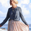 Blouse Cléo - maille bleu argentée - Quintessence