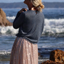 Blouse Cléo - maille bleu argentée - Quintessence