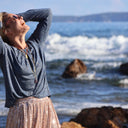 Blouse Cléo - maille bleu argentée - Quintessence