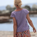 Blouse Lisa col V - lin parme - Quintessence