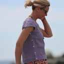 Blouse Lisa col V - lin parme - Quintessence