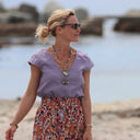 Blouse Lisa col V - lin parme - Quintessence