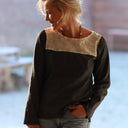 Blouse Lylou - jean noir / broderie ivoire et dorée - Quintessence