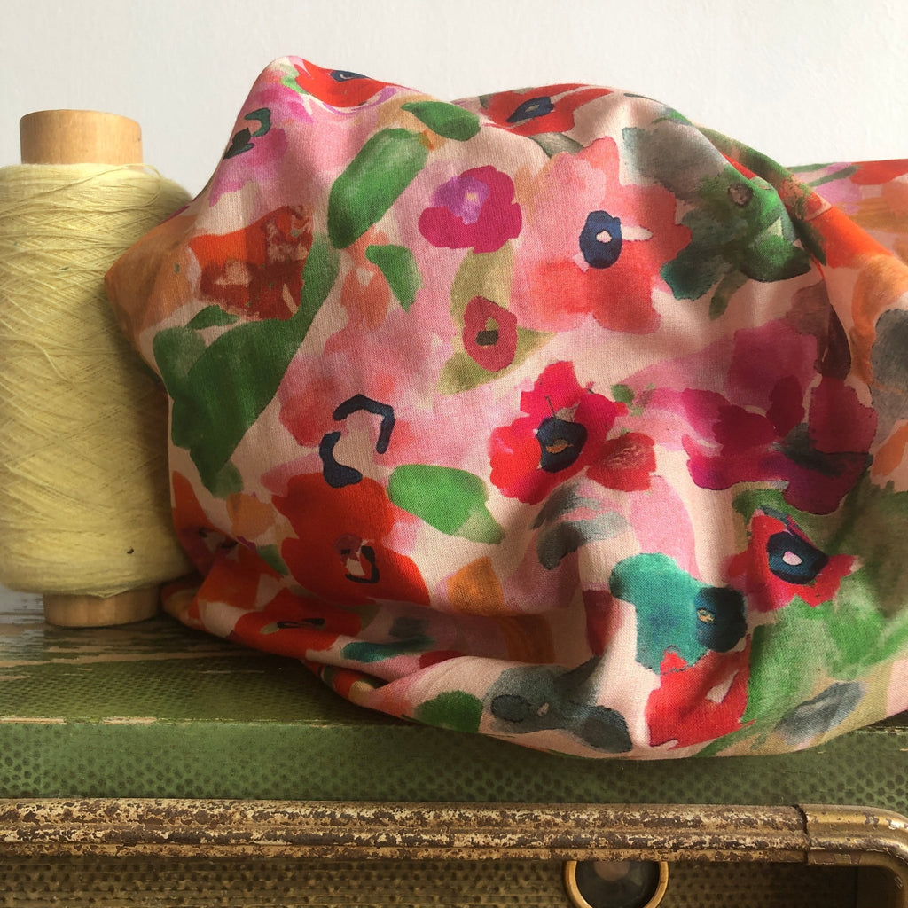 Blouse Myrtille - voile coton imprimé gouache d'été - Quintessence