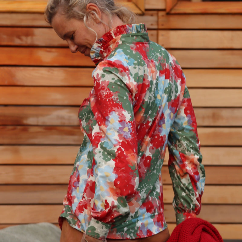 Blouse Myrtille - voile de coton aquarelle rouge - Quintessence