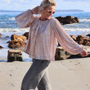 Blouse Séraphine - sequins dorés / doublure coton rosé - Quintessence